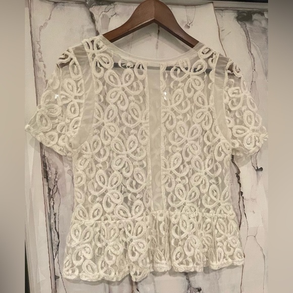 Kimchi Blue Vintage Inspired Lace Knit Top, White Size M Urban Outfitters - Picture 4 of 6